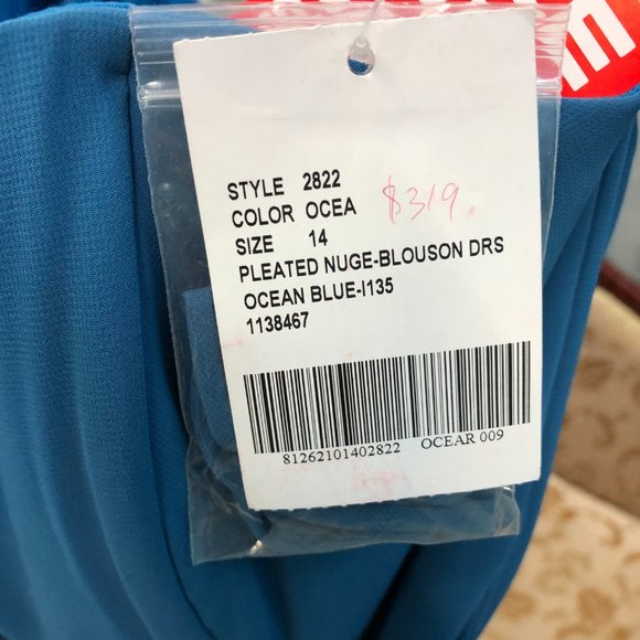 Dessy OCEAN BLUE Long Bridesmaid Dress, Prom Formal, Flowy size 14 Reg $319 - Picture 5 of 9